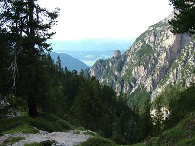 Wir sind &uuml;ber zweitausend Meter. Blick in Richtung Toblach.