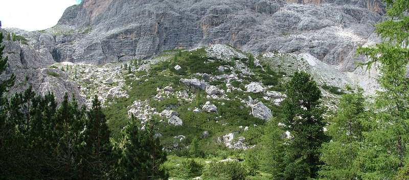 Der Weg f&uuml;hrt direkt am Fuss des Morgenkopfes entlang. Hier sind wir bei 2100m, kurz unter der Vegetationsgrenze.