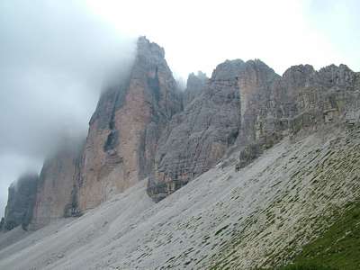 Ein letzter Blick auf die Nordwand der Drei Zinnen.
