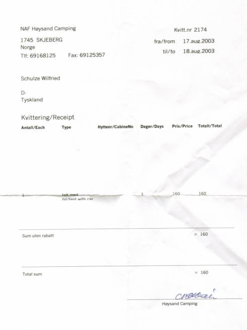 Nur eine Nacht in der N&auml;he von Oslo gezeltet, aber daf&uuml;r gleich 20 &euro;?