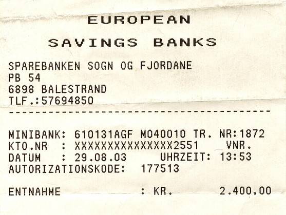 Wieder 300 € in NOK gewandelt. Aber insbesondere für das Tanken ist der Besitz von Bargeld vorteilhaft.