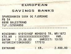 Wieder 300 &euro; in NOK gewandelt. Aber insbesondere f&uuml;r das Tanken ist der Besitz von Bargeld vorteilhaft.